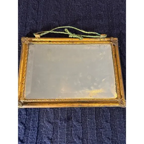 Vintage double-sided floral print & mirror wall frame gilt ornate 1940s–60s - Picture 2 of 4